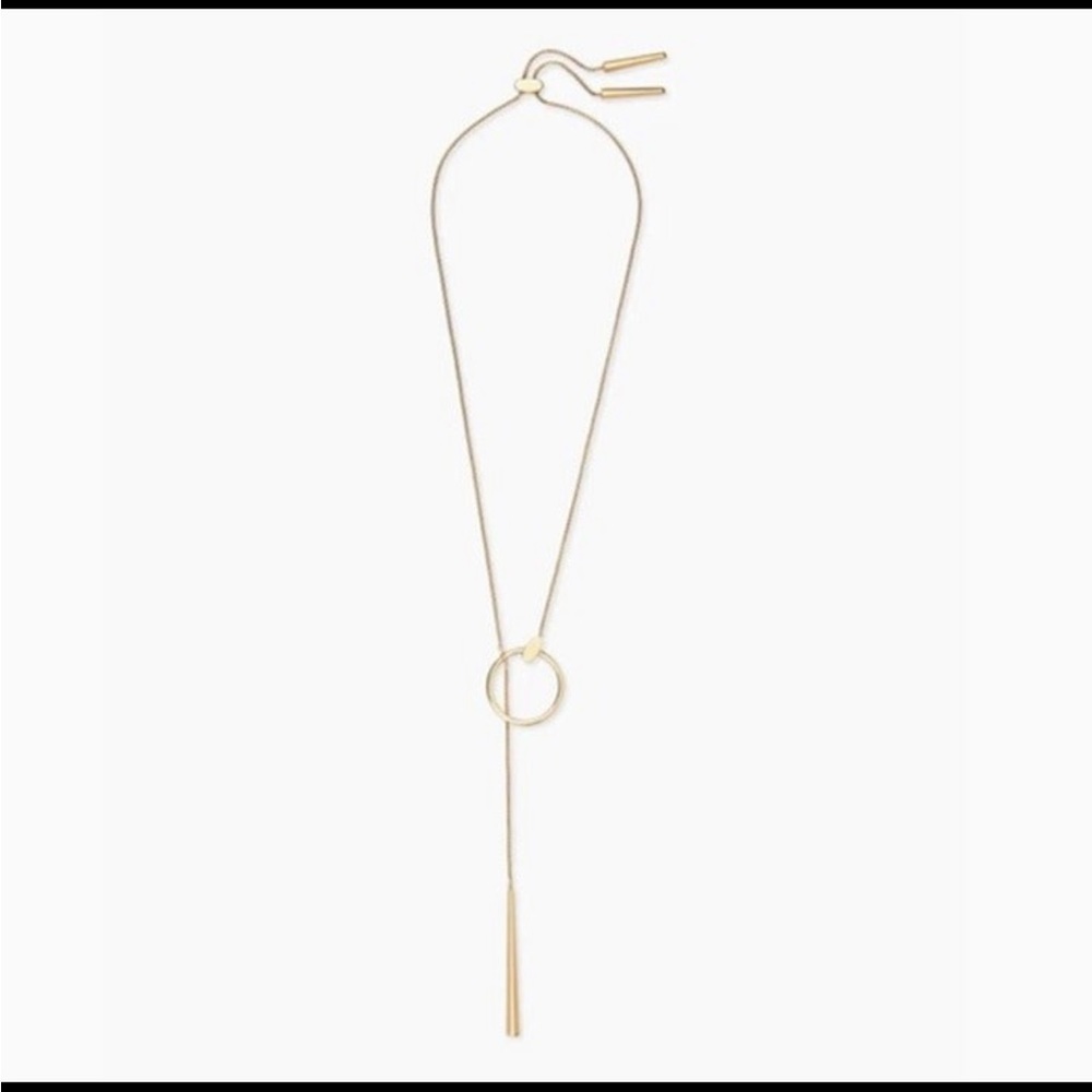 Kendra Scott Tegan Y Necklace Gold | NWT Gift Box + Duster Bag, 28” Chain